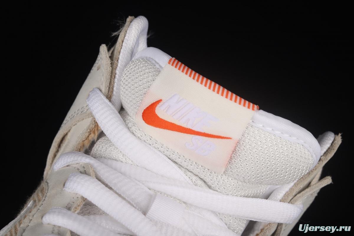 NIKE SB DUNK High Unbleached Pack linen color SB buckle rebound fashion casual board shoes DA9626-100