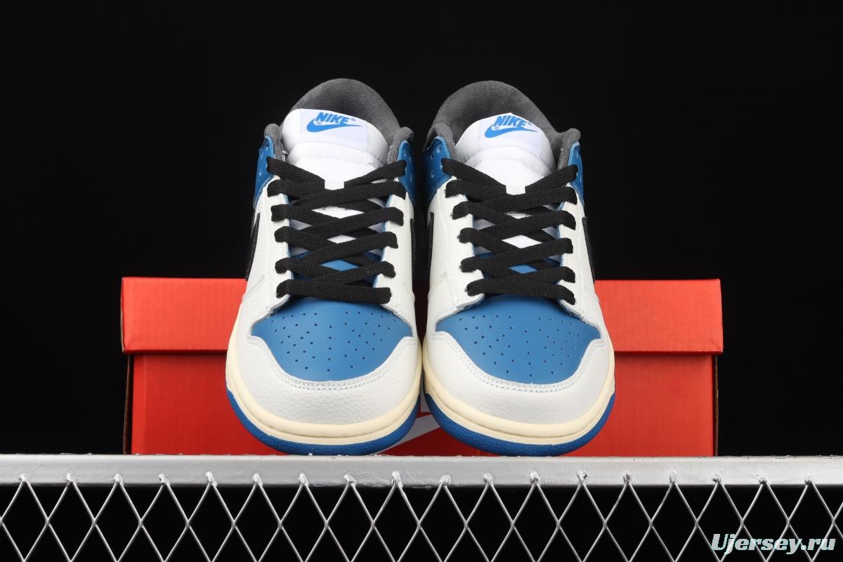 NIKE SB DUNK Low white, blue and black hook SB smash rebounds low upper board shoes DH0957-105