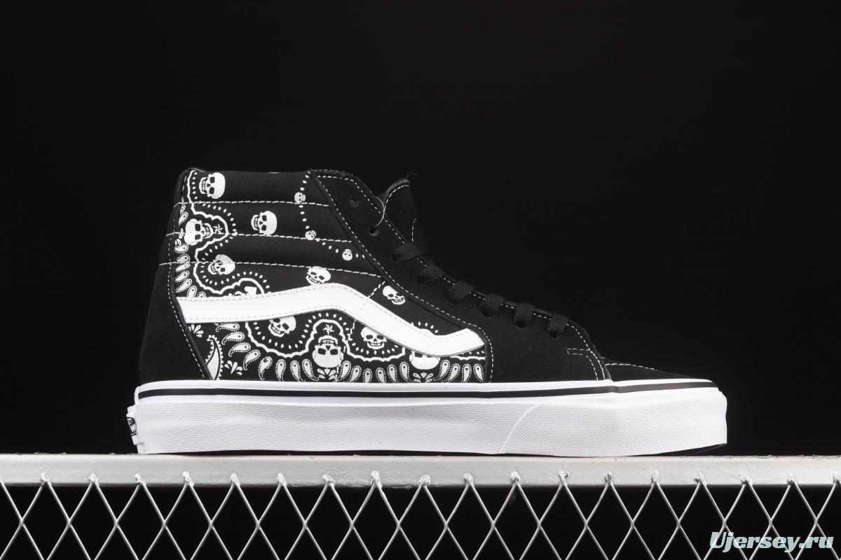 Vans Sk8-Hi skull cashew flower pattern high-top casual board shoes VN0A32QGD9S