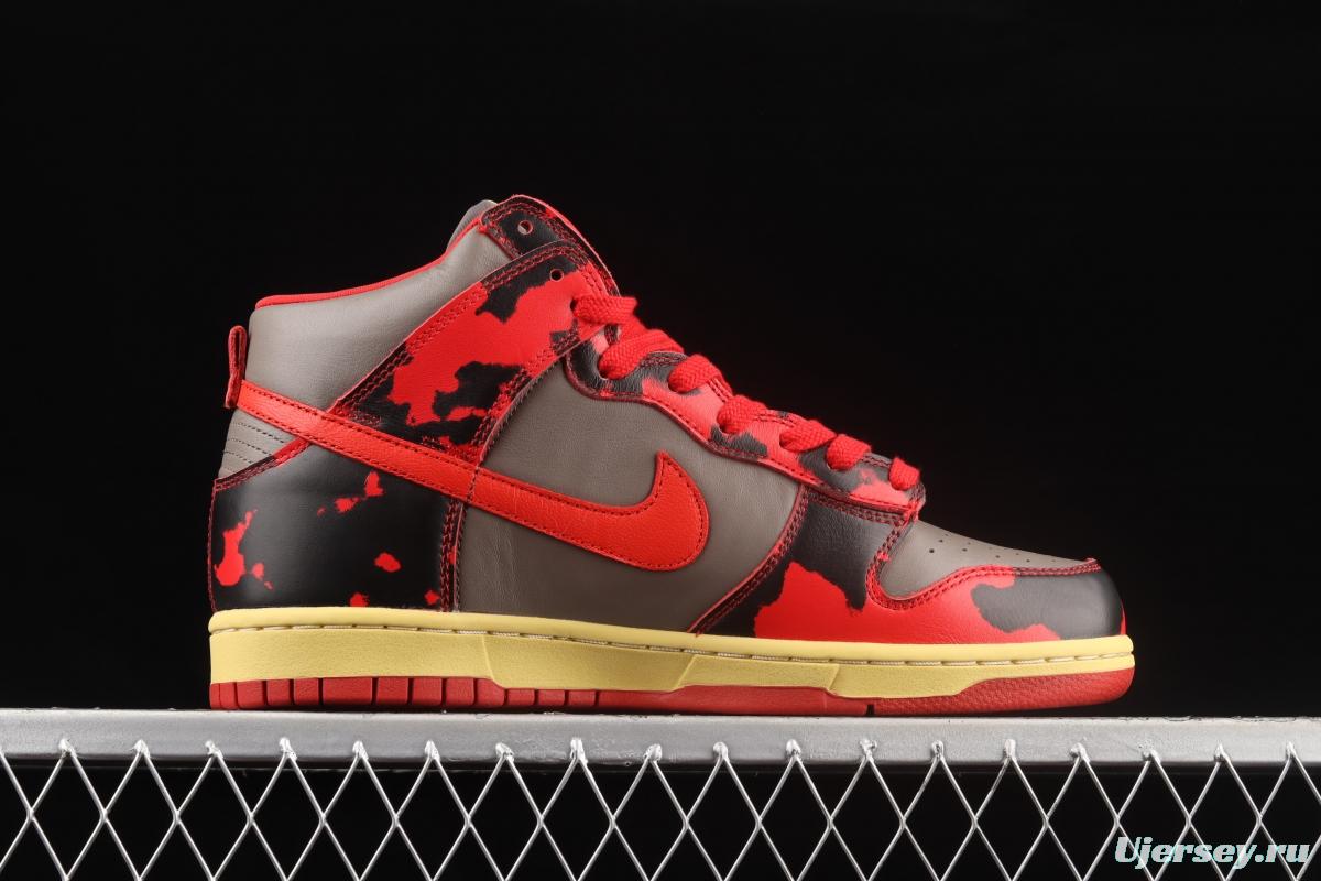 NIKE DUNK High 1985 Red Camo gray-black and red pickled high-top casual board shoes DD9404-600