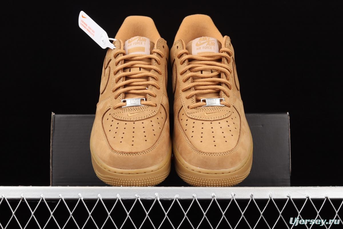 Supreme x NIKE Air Force 1 Low AF1 co-branded wheat suede low-top casual board shoes DN1555-200