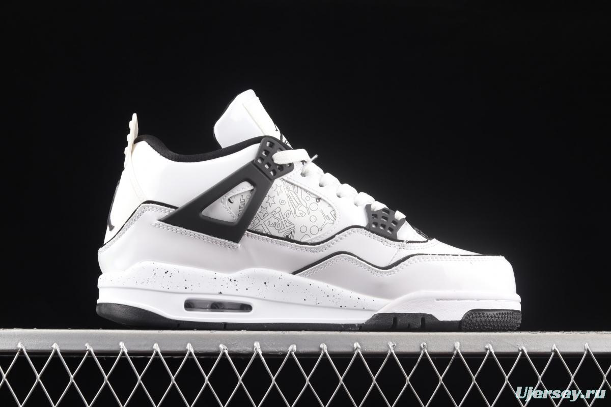 Air Jordan 4 Retro GS Light Smoke Grey lacquered leather manuscript DC4101-100