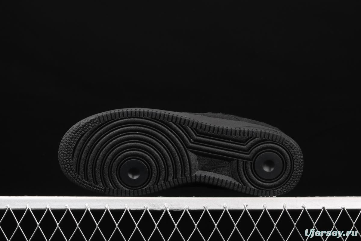 Stussy x NIKE Air Force 1 Low Black Cool Air Force low side black linen electric embroidered hook low upper board shoes CZ9084-001