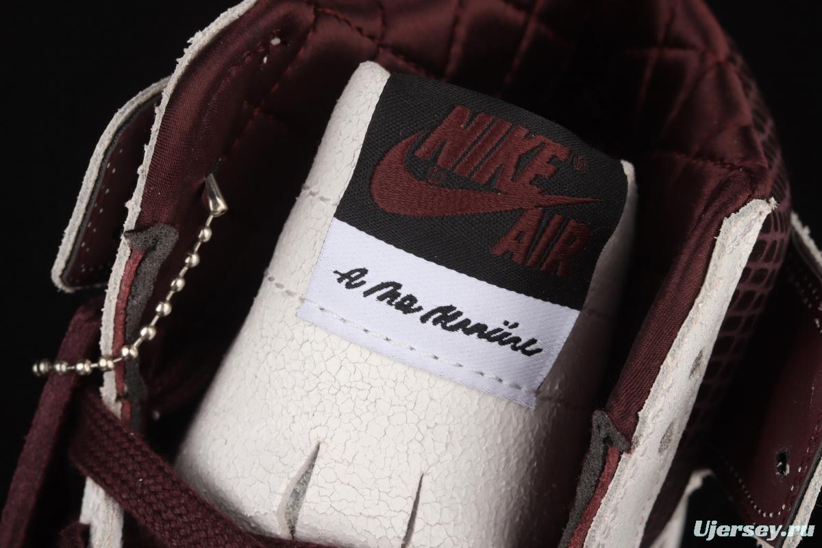 A Ma Maniere x Air Jordan 1 High OG co-branded snakeskin high top basketball shoes DO7097-100