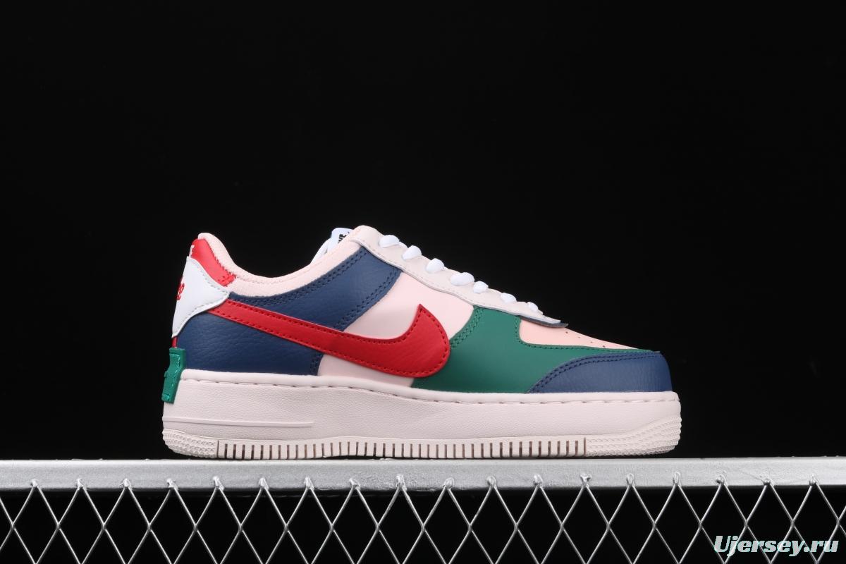 NIKE Air Force 1 ShAdidasow blue, pink and green light weight heightened low-top white board shoes CI0919-400