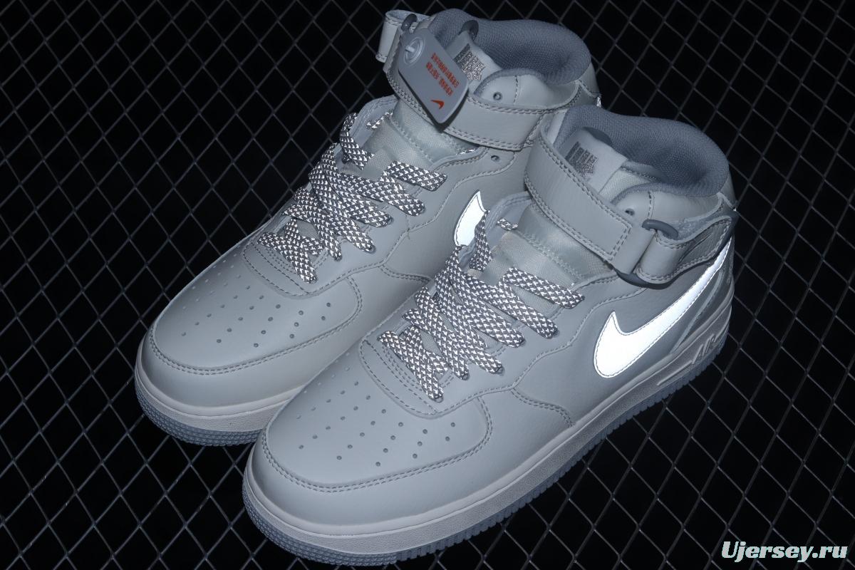 Undefeated x NIKE Air Force 1 Mid SU19 Silver Daredevil 3M reflective casual board shoes AO6617-306