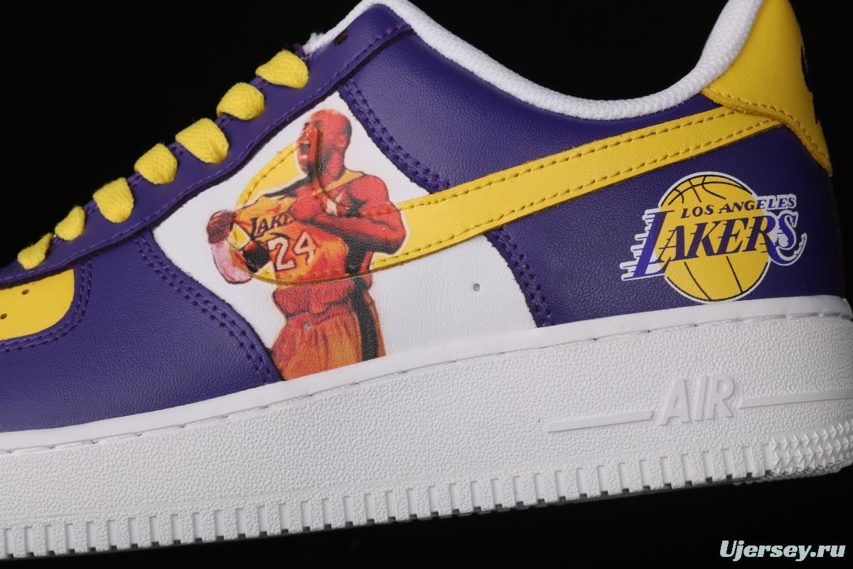 NIKE Air Force 1: 07 co-signed Kobe Bryant Lakers LA white and purple shoes with yellow color low-top casual shoes 315122-118