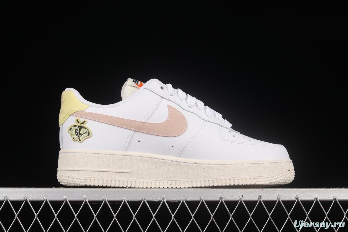 NIKE Air Force 1'07 Low White Pink Butterfly Embroidery Low Top Casual Sneakers DJ6377-100