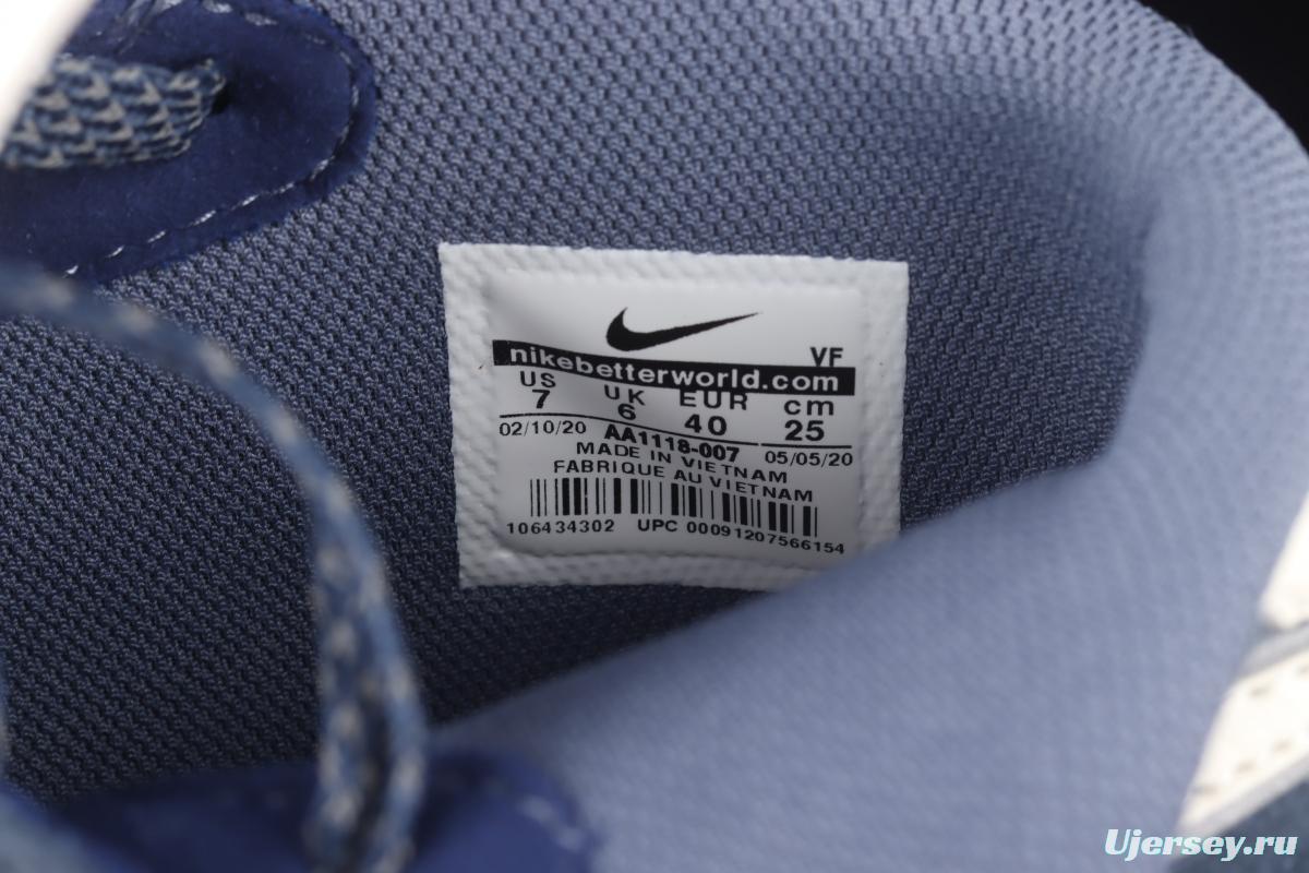 NIKE Air Force 1' 07 Mid dark blue suede 3M reflective mid-finish casual board shoes AA1118-007