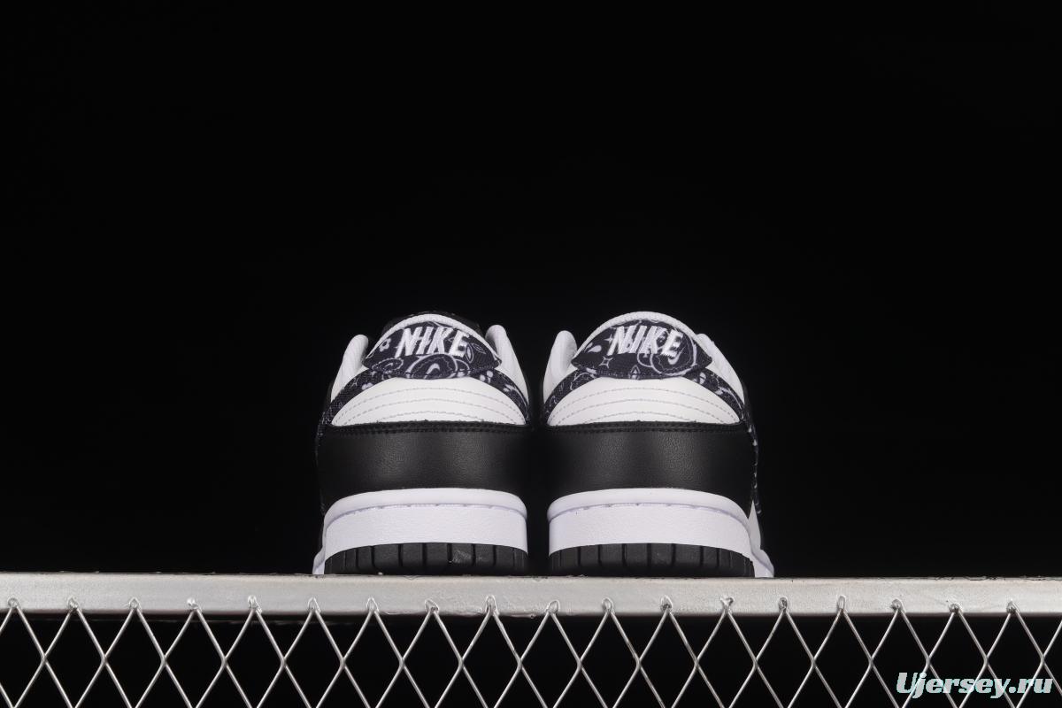 NIKE SB DUNK Low Black Paisley Black and White Panda Cashew Flower SB Buckle Shredded Backboard Fashion Casual Sneakers DH4401-100