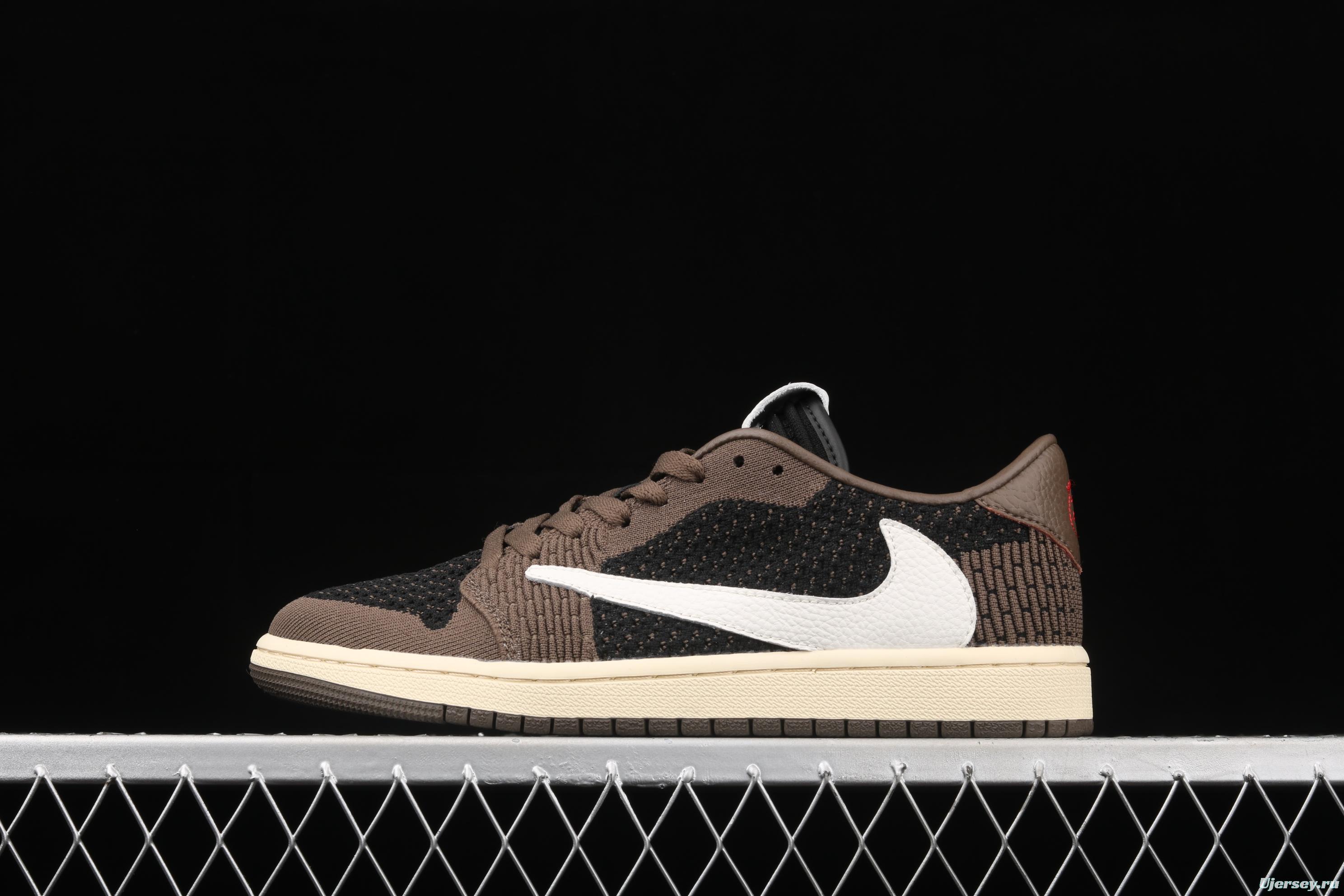 Travis Scott x Air Jordan 1 Low inverted crochet low top basketball shoes CQ4277-001