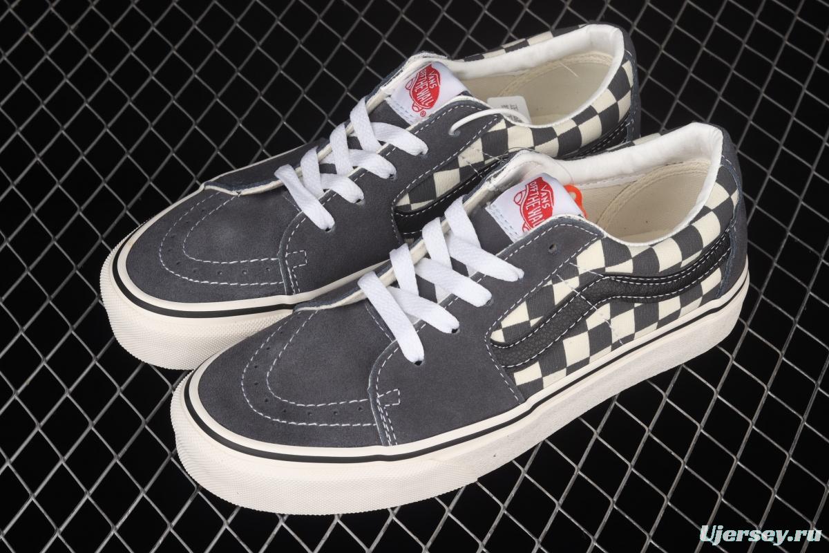 Vans Suede Sk8-Low grey rice and white checkerboard check low-top casual board shoes VN0A4UUK2V4