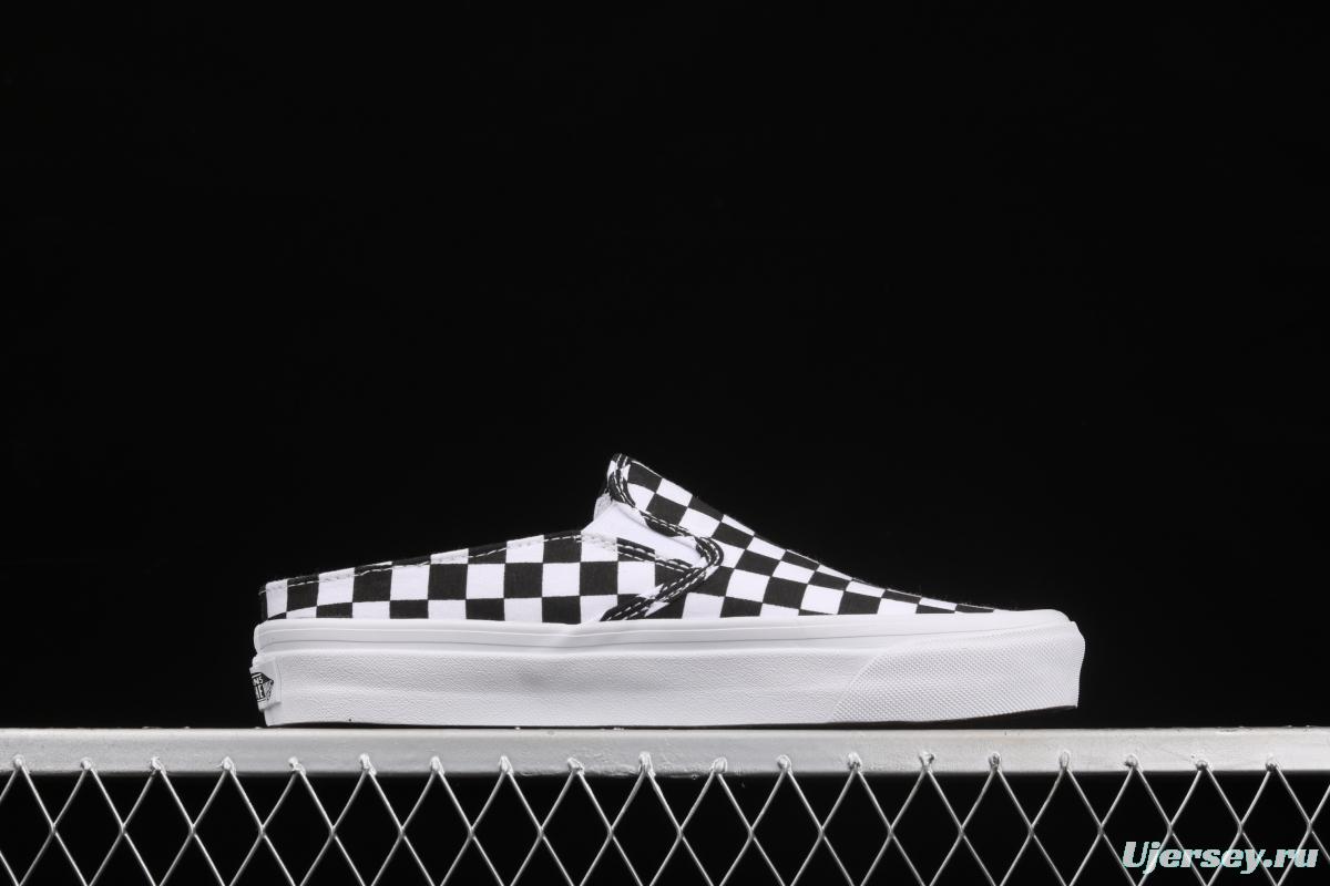 Vans Authentic 2021 summer new Anaheim black and white checkerboard VN0A54F75GULoafers Shoes slacker semi-dragged canvas board shoes