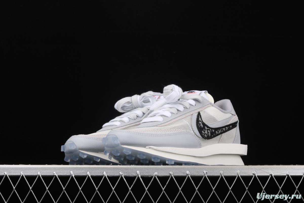 Dior x Sacai x NIKE LVD Waffle Daybreak co-signed catwalk style double hook Swoosh running shoes BV0073-068,