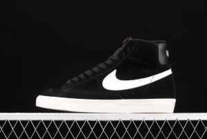 NIKE Blazer Mid'77 Suede Trail Blazers Classic Black and White Gobang Leisure Board shoes CI1172-005