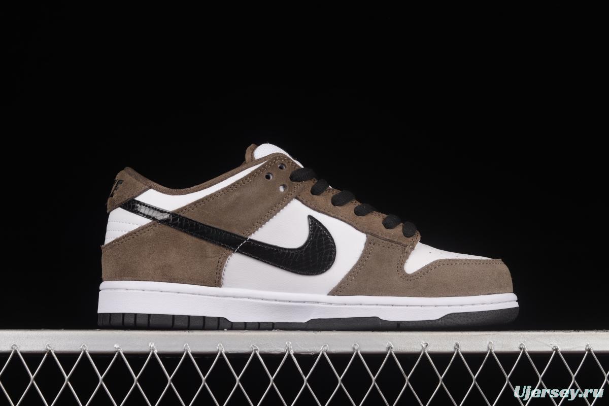 NIKE SB DUNK Low Pro Trail End Brown Furn Brown White Black Snake Print Dunk Series Low Top Casual Sports Skateboard Shoes 304292-102