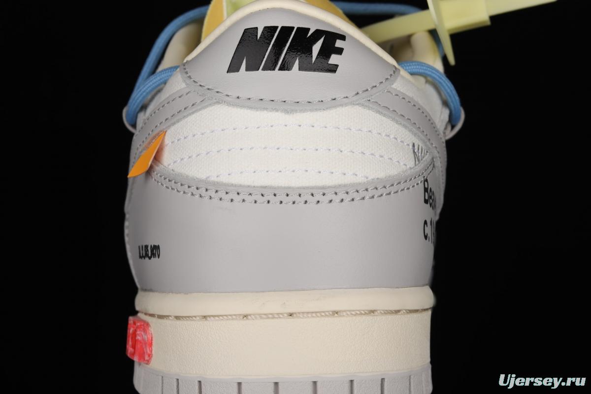 OFF-White x NIKE DUNK Low 04 of 50 OW white gray leisure sports skateboard shoes DM1602-113