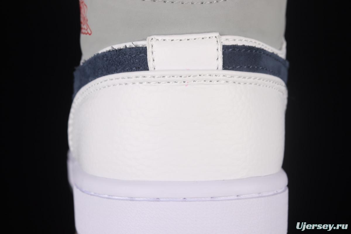 Air Jordan 1 Mid simple white gray medium top vintage basketball shoes DR8038-100