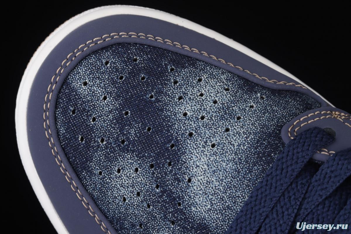 Air Jordan 1 Low dark blue denim low side culture leisure sports shoes DH1259-400