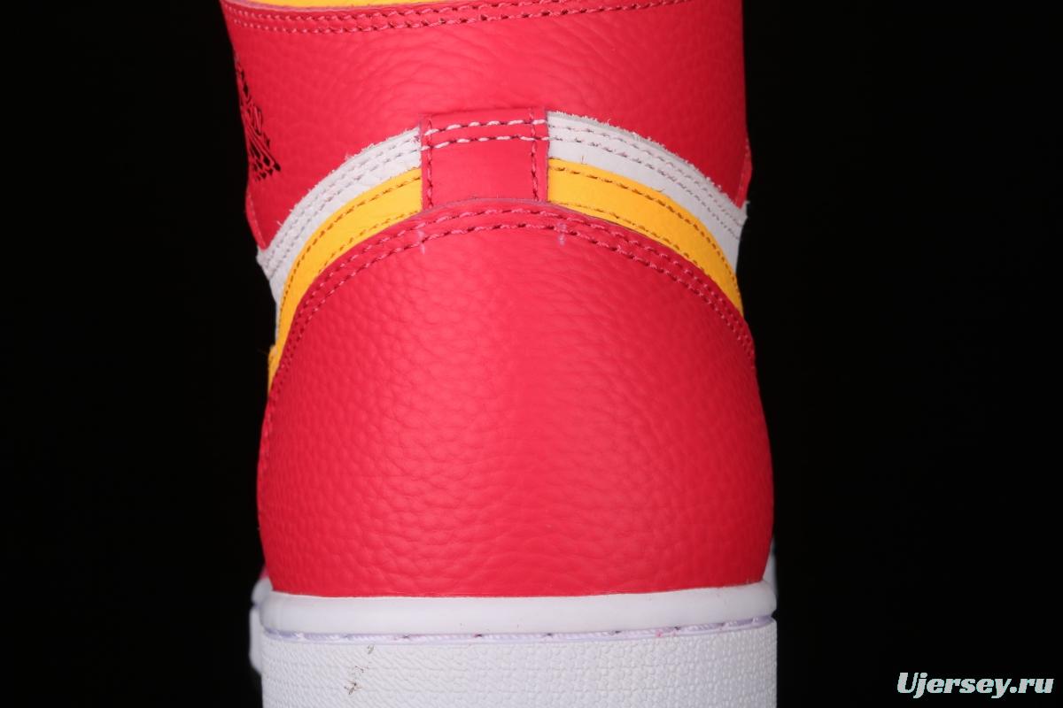 Air Jordan 1 Sail/University Red Olympic white and red high top basketball shoes 555088-603