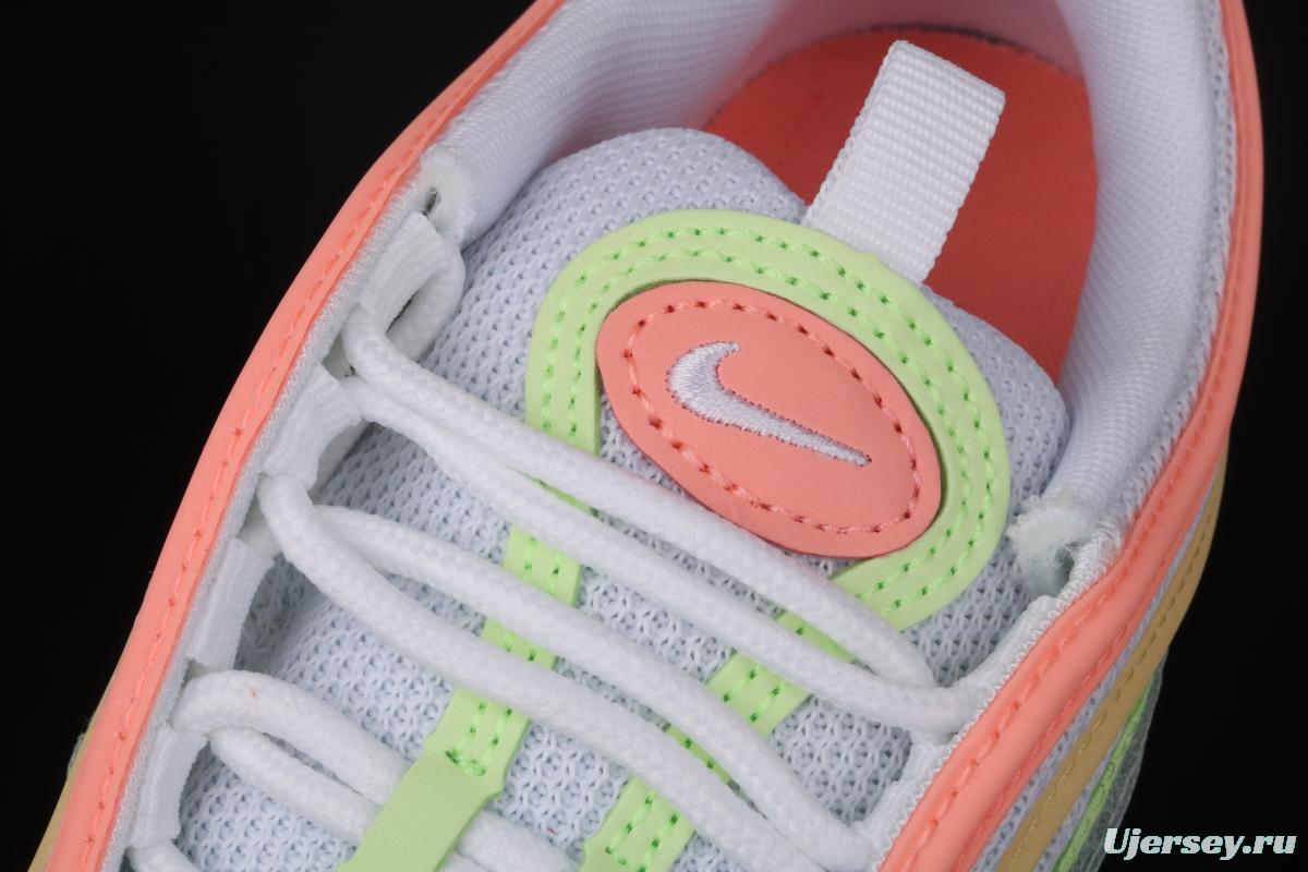 NIKE Air Max 97 ESS White Melon Orange Color bullet Air cushion running shoes CZ6087-100