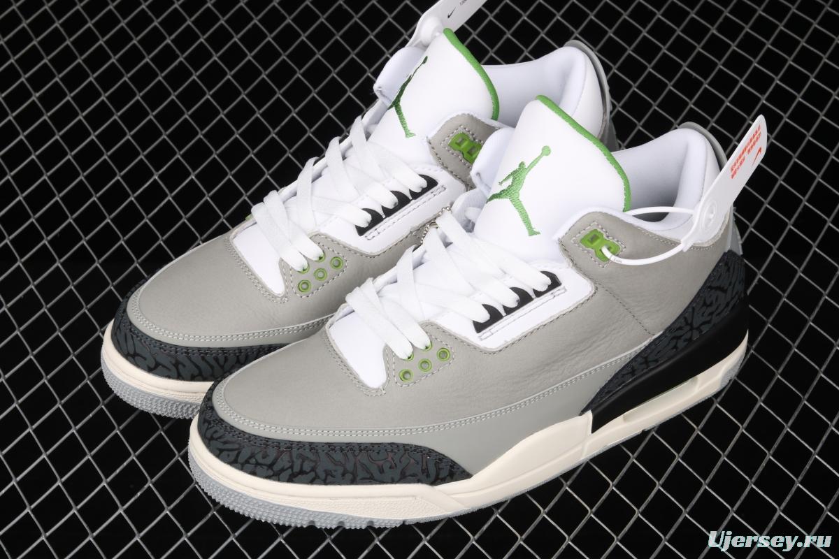 Air Jordan 3 Retro Chlorophyll AJ3 Joe 3 chlorophyll Gray Green manuscript 136064-006