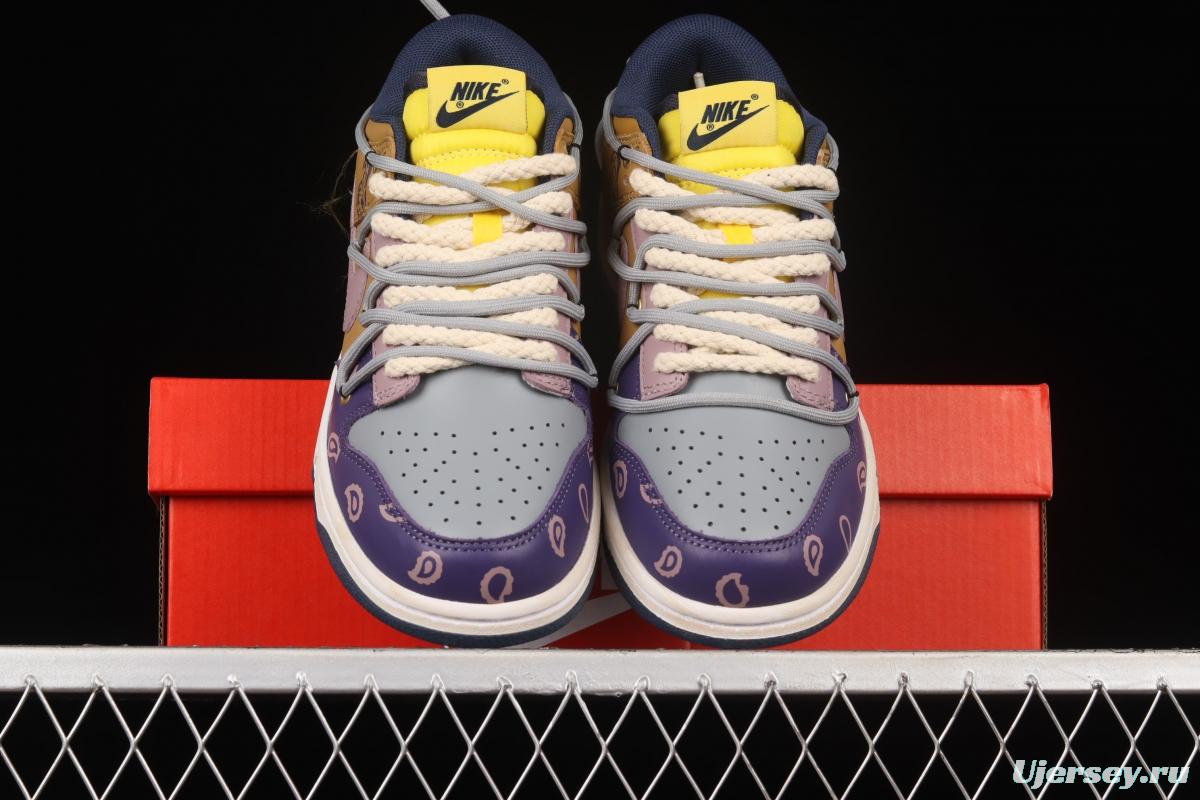 NIKE DUNK Low Retro Vibe style old deconstructed shoelace purple-brown beige white SB low-top sports leisure board shoes DD1391-700