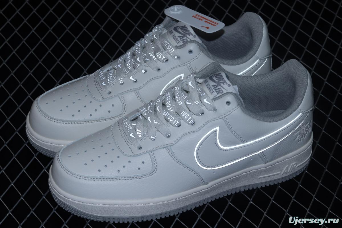 Stussy x NIKE Air Force 11607 Low Stussy co-named rice gray reflective low-top casual board shoes UN1815-802