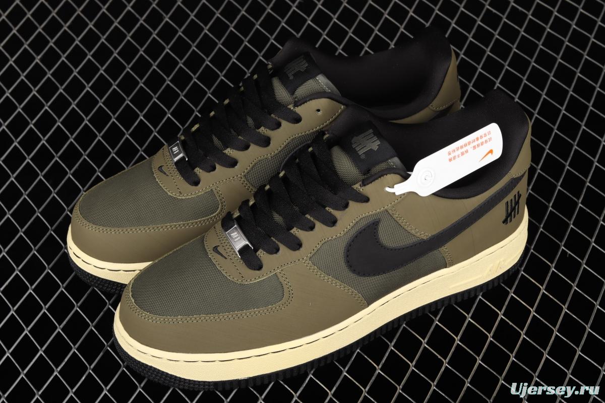 Undefeated x NIKE Air Force 1 Low SP Ballistic olive green sail leather splicing low-side leisure sports board shoes DH3064-300