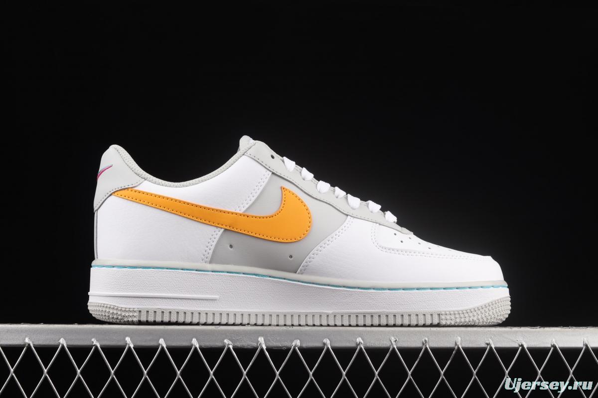 NBA x NIKE Air Force 1x 07 Low white, blue, yellow, mandarin duck hook low-top casual board shoes DC8874-100