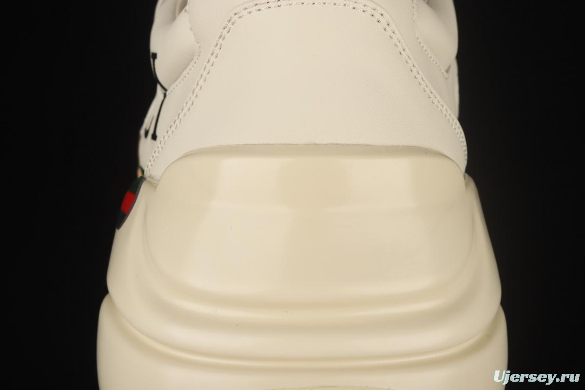 Gucci Rhyton Vintage Trainer Sneaker Gucci daddy 5D leather horn retro jogging daddy shoes DRW009522