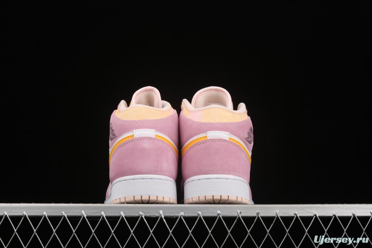 Air Jordan 1 Mid Junior Women's Powder Zhongbang Basketball shoes DC9517-600