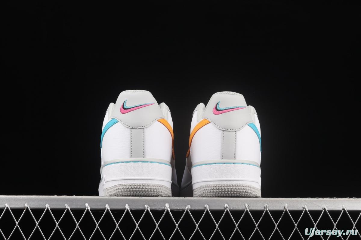 NBA x NIKE Air Force 1x 07 Low white, blue, yellow, mandarin duck hook low-top casual board shoes DC8874-100