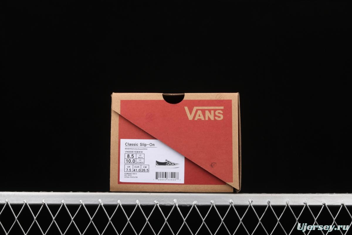Vans Classics Slip-On lazy black-and-white graffiti printed low-top shoes VN000EYEBWW