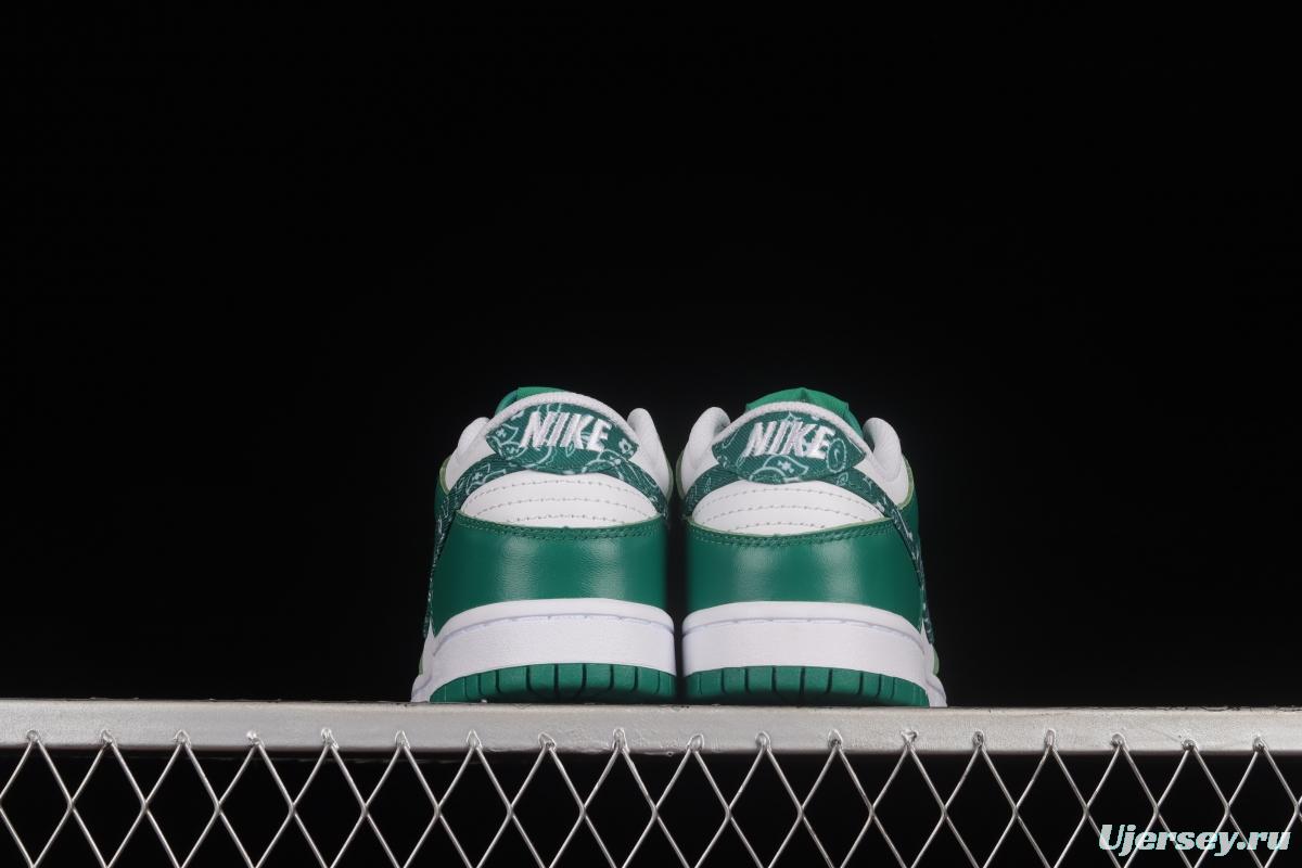 NIKE DUNK Low Green Paisley Cashew Flower White Green SB Buckle Shredded Backboard Fashion Casual Sneakers DH4401-102