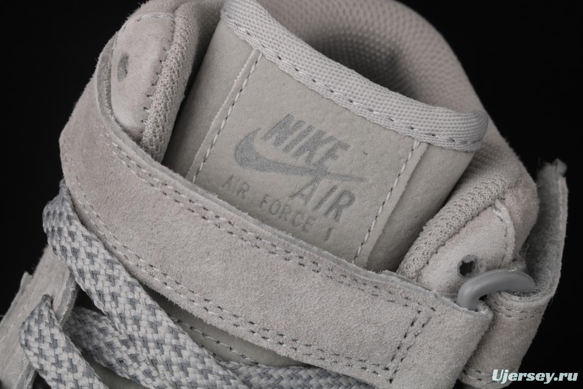 Reigning Champ x NIKE Air Force 1' 07 Mid defending champion suede gray 3M reflective sports leisure board shoes GB1119-198