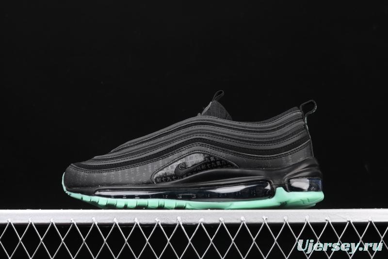 NIKE Air Max 97 GLOW black and green luminous bullet air cushion running shoes 921826-017