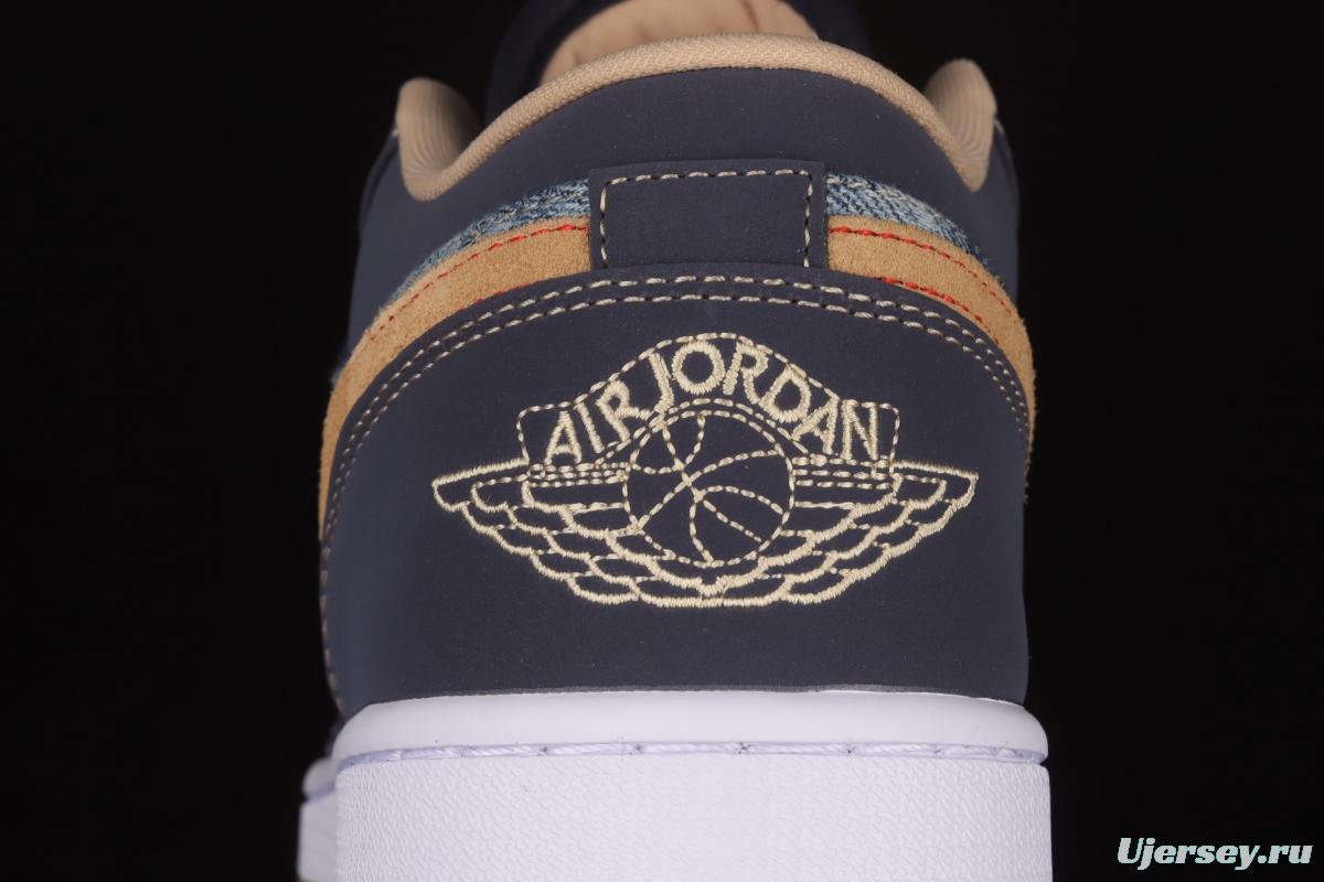 Air Jordan 1 Low dark blue denim low top basketball shoes DH1259-400