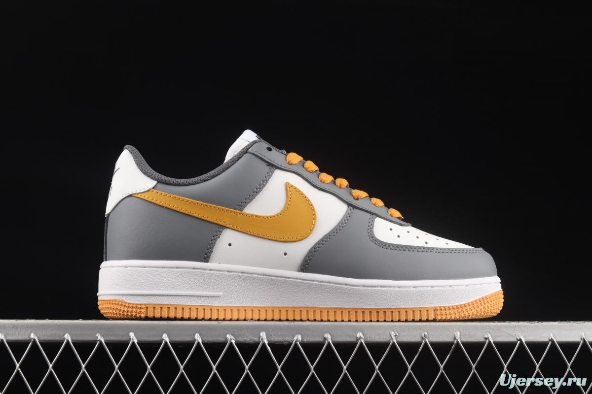 NIKE Air Force 11007 Low white, gray and yellow color low-top casual board shoes CW2288-110,