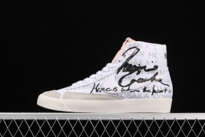 Comme Des Garcons x Naomi Osaka x NIKE Blazer Mid tripartite joint name white and black DA5383-100