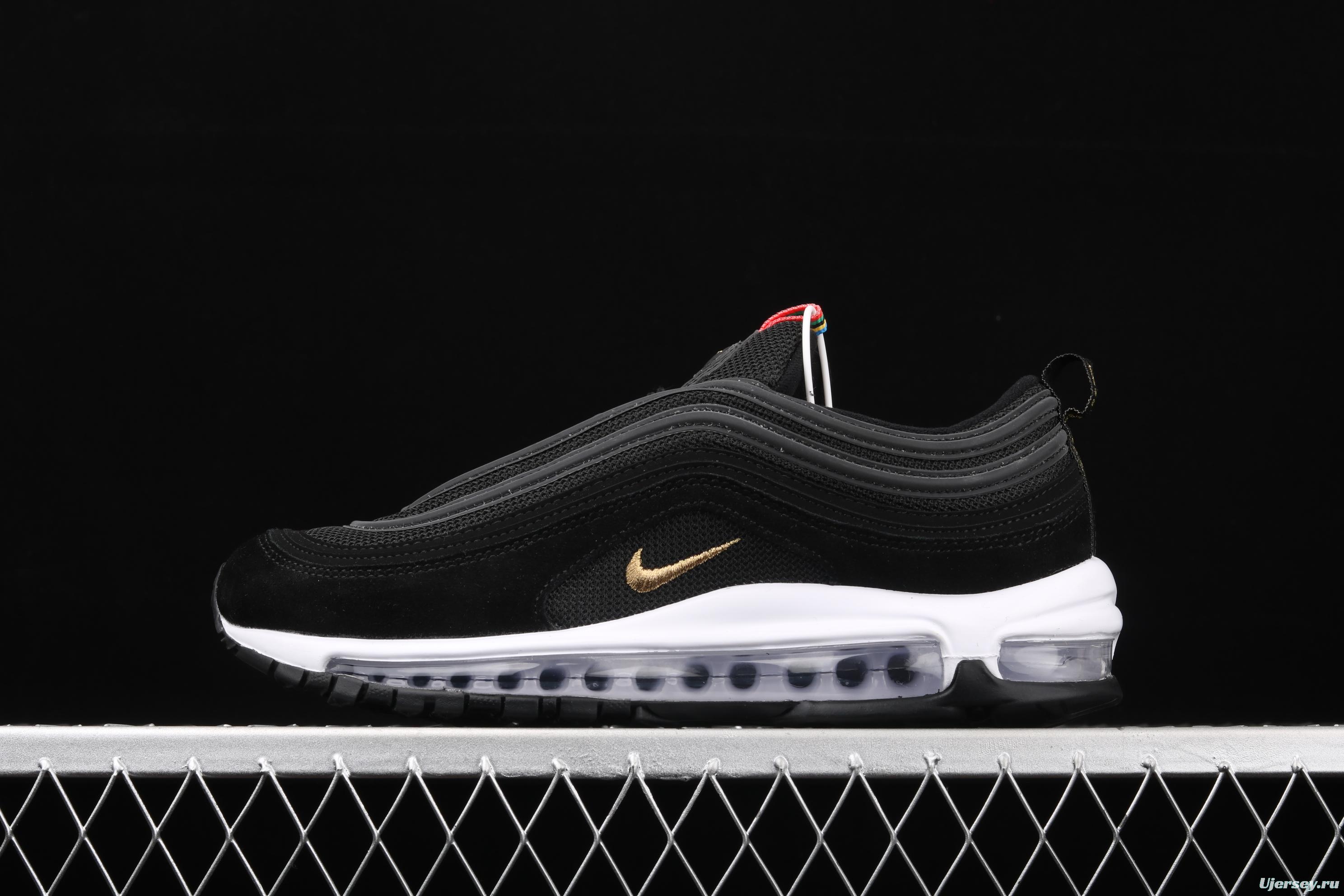 NIKE Air Max 97 QS Olympic black gold 3M reflective bullet air cushion running shoes CI3708-001