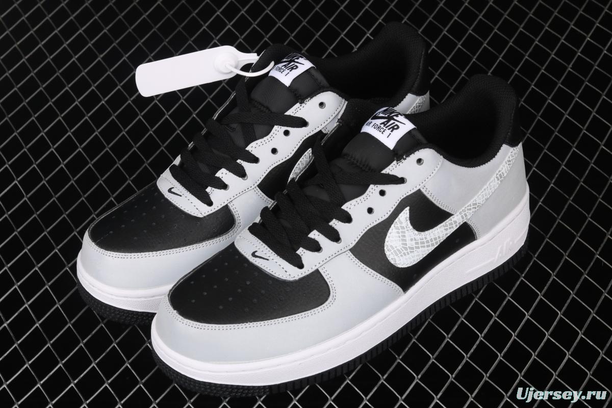 NIKE Air Force 1 Low 3M reflective serpentine hook low side sports leisure board shoes DJ6033-001