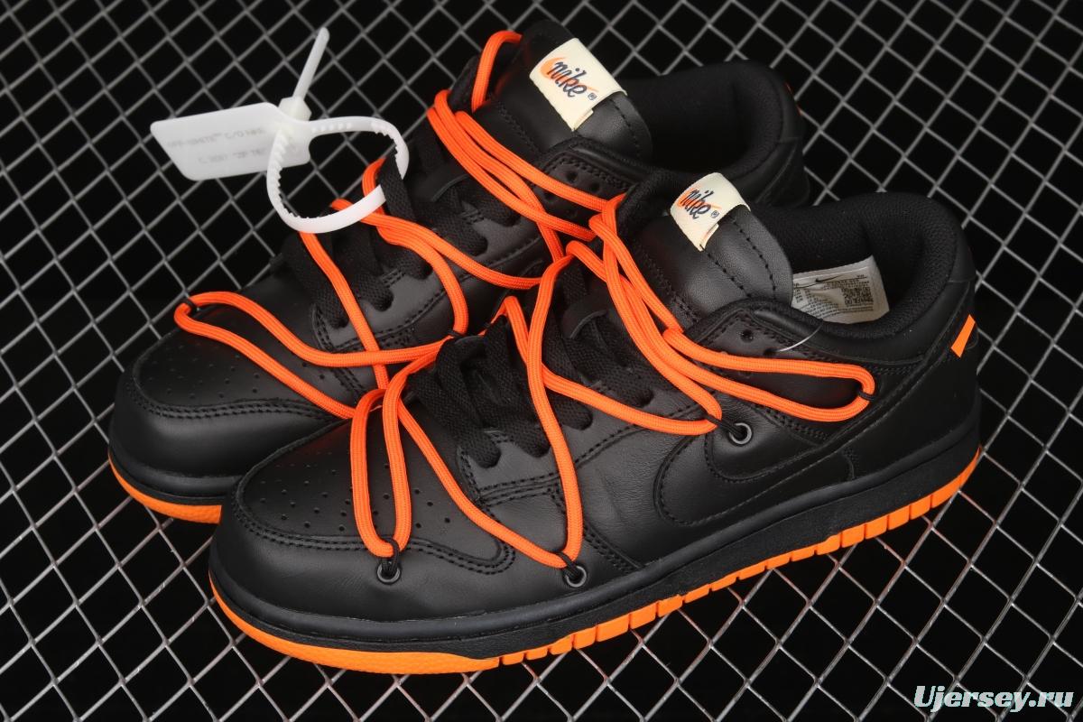 OFF-White x Futura x Nike DUNK Low Black Orange Tripartite name Black Orange Deconstruction Board shoes CT0856-005X