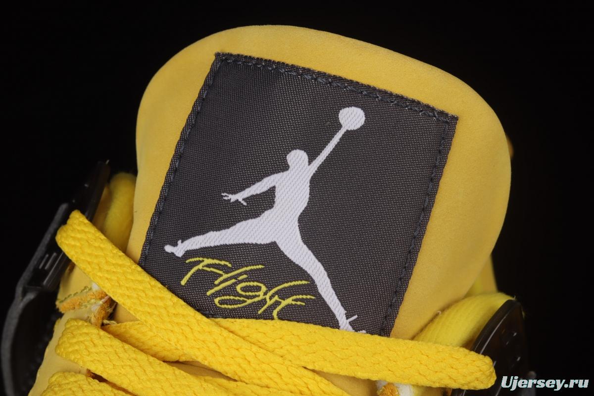 Air Jordan 4 Lightning repeated engraving of white and yellow electric masterbatch basketball shoes CT8527-700