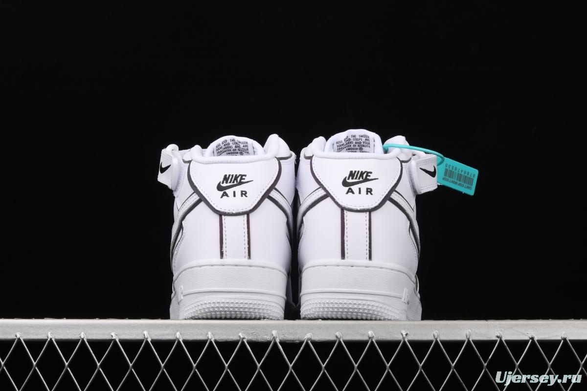 NIKE Air Force 1' 07 Mid laser white 3M reflective medium-help leisure sports board shoes 368742-810