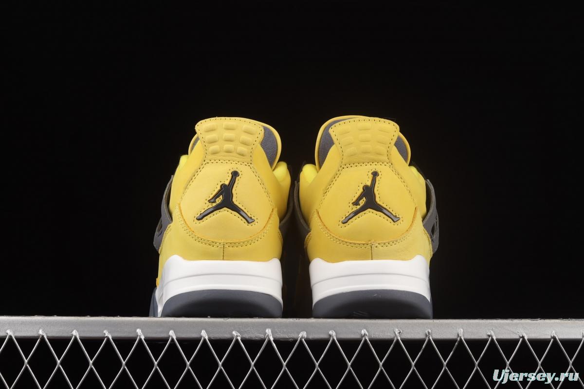 Air Jordan 4 Lightning repeated engraving of white and yellow electric masterbatch basketball shoes CT8527-700