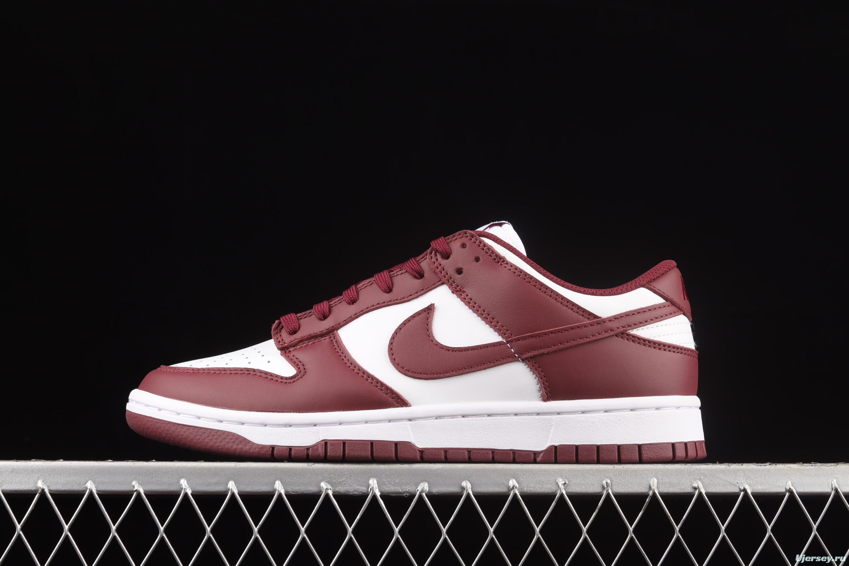 NIKE SB DUNK Low Prm wine red and white color SB buckle rebound fashion leisure board shoes DD1503-108