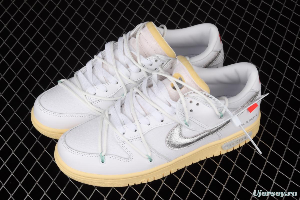 OFF-White x NIKE DUNK Low 04 of 50 OW white gray leisure sports skateboard shoes DM1602-127,