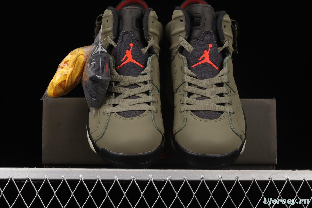 Travis Scott x Air Jordan 6 TS joint name Pocket Army Green Basketball shoes CN1084-200