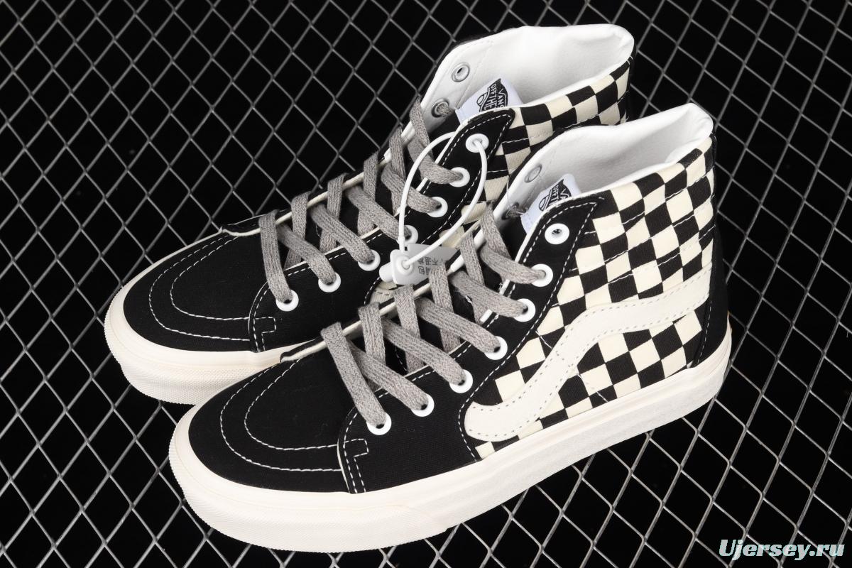 Vans Sk8-Hi Authentic black and white checkered high-top casual board shoes VN0A4RWY2BK